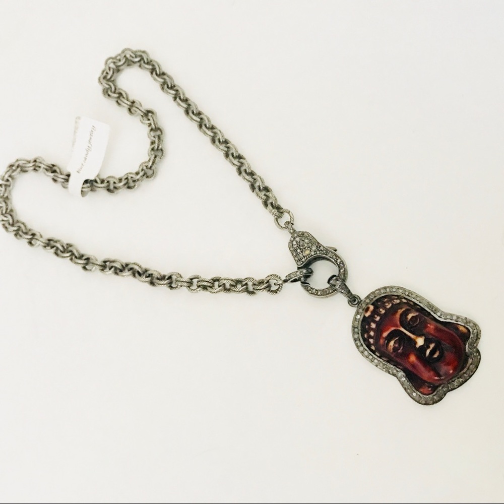 Pave Diamond Buddha Pendant Necklace
